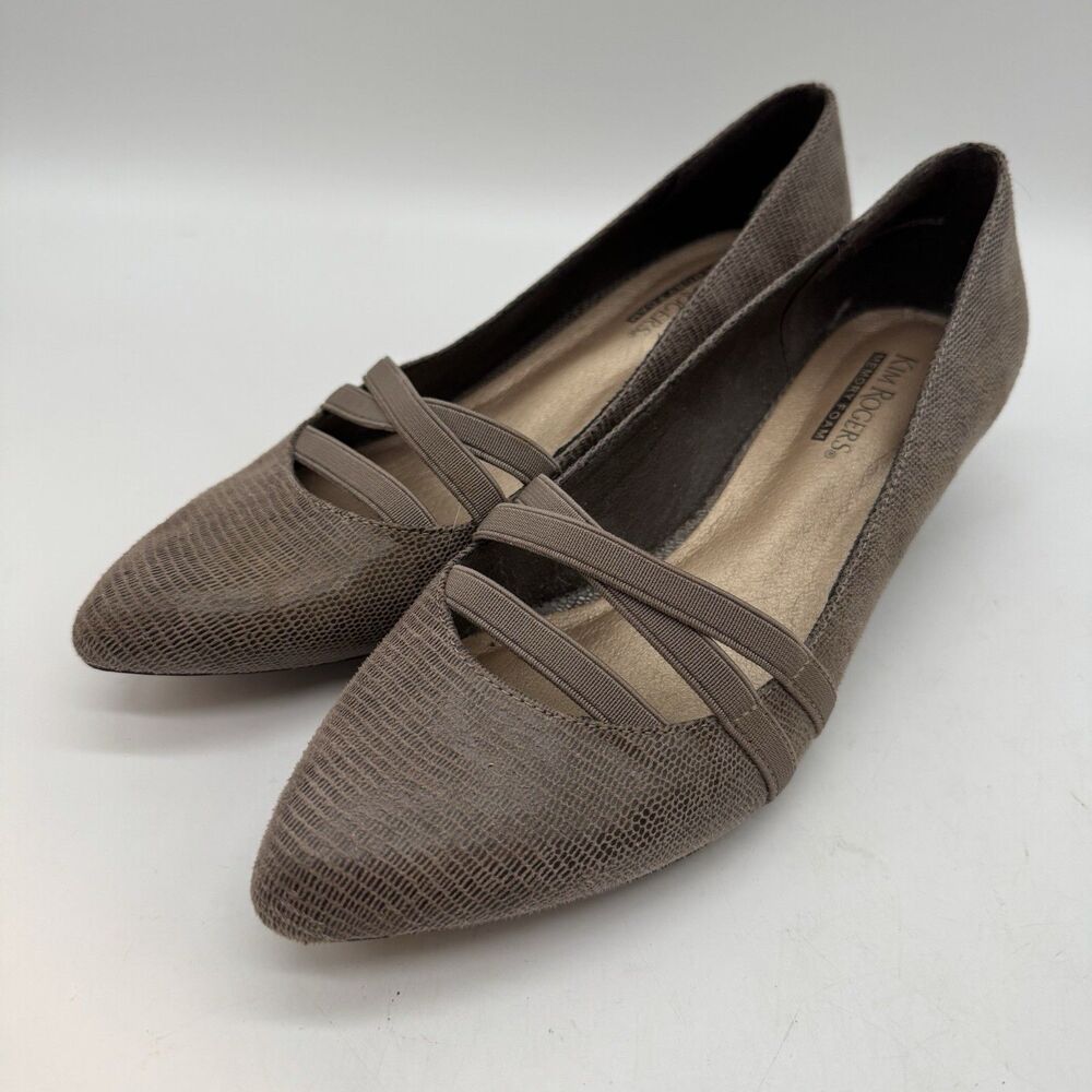 Kim Rogers Olissa Classic Pump Women's 6.5M Brown Faux Reptile Textile Heels